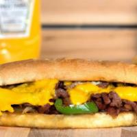 Beef Pepper Steak · Strips of steak grilled with onions and bell peppers. Served in a locally crafted roll with ...