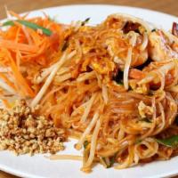 Noodle House Pad Thai · Wok-tossed egg, rice noodle, tofu, sprouts, chives and onions in a house pad thai sauce.