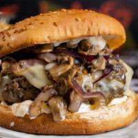 Moe`s Burger (1/2 lb) · Beef, grilled mushrooms, grilled onions, cheese, and mayonnaise.