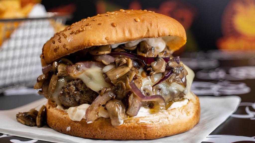 Moe`s Burger (1/2 lb) · Beef, grilled mushrooms, grilled onions, cheese, and mayonnaise.