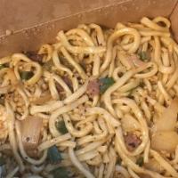 Cajun Noodles · Fresh noodles, cajun spices, shrimp, cajun hot links, bell peppers and onions.