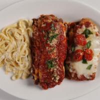 Mama'S Trio · chicken parmesan, lasagna bolognese, fettuccine alfredo