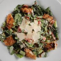 Parmesan-Crusted Chicken Salad · parmesan-crusted chicken, fresh greens, crispy prosciutto, roma tomatoes, buttermilk ranch, ...