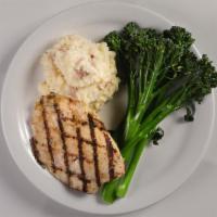 Grilled Chicken · served with mashed potatoes + broccolini