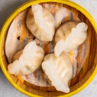 Pan-Fried Chives & Shrimp Dumpling (4) / 煎鮮蝦韭菜餃 · 