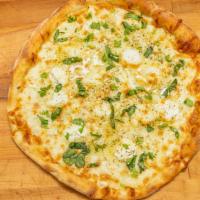 New York White Pizza (Large) · Olive oil drizzle, Ricotta cheese, Mozzarella cheese, fresh garlic and fresh basil.