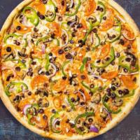 Only In Cali Veggies Pizza · Sliced mushrooms, red onions, California grown tomatoes, fresh broccoli, sliced zucchini, sp...