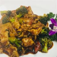 Chicken with Hot Garlic Sauce · Hot and spicy. Tender sliced chicken stir-fried with broccoli, jicama, carrots in hot garlic...