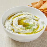 Minty Yogurt Dip · Homemade thick yogurt dip with cheese, butter, garlic, mint and fresh dill. Served with glut...