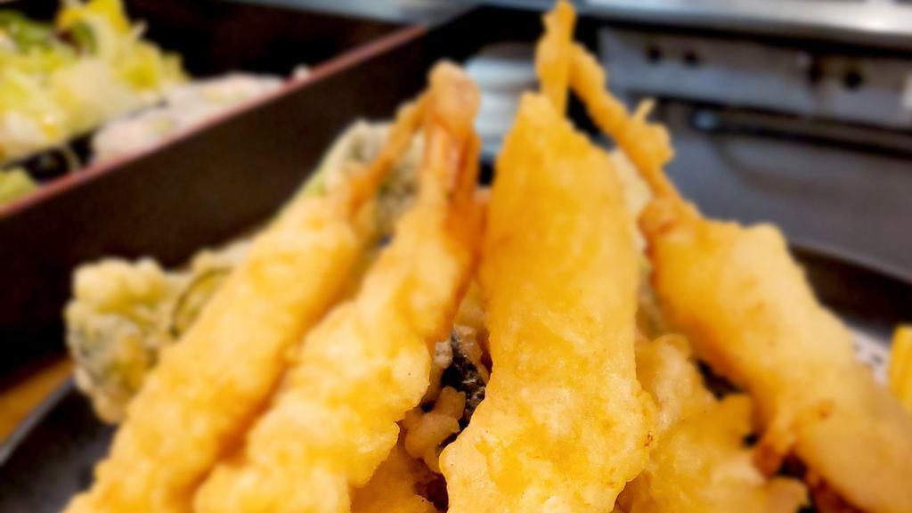 Seafood Tempura · Deep fried seafood and vegetables.