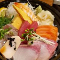 Chirashi · Assorted sashimi over sushi rice.