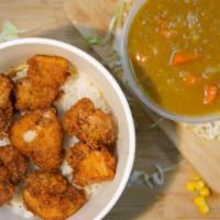 Chicken Kara-Age curry rice  · Deep fried Chicken  Kara-Age  with curry .