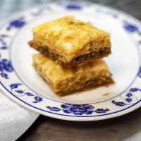 Baklava · Baklava is a rich, sweet pastry made of layers of filo filled with chopped nuts and sweetene...