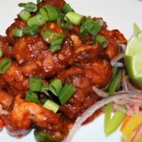 Chicken Manchurian (Non-Vegetarian) · Battered fried chicken sautéed in onion, garlic, ginger Manchurian sauce.
