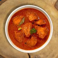 Dice & Dhaba Chicken Curry · Free range chicken breast in a tomato based onion gravy with freshly ground spices.
