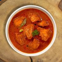 Just Andhra Curry On Chicken · Free range chicken breast in a tomato based onion gravy with freshly ground spices.