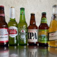 Beer bottle  · Corona, Budweiser,  Pale Ale, IPA, Stella Artois, Miller, Peroni, Heineken.
