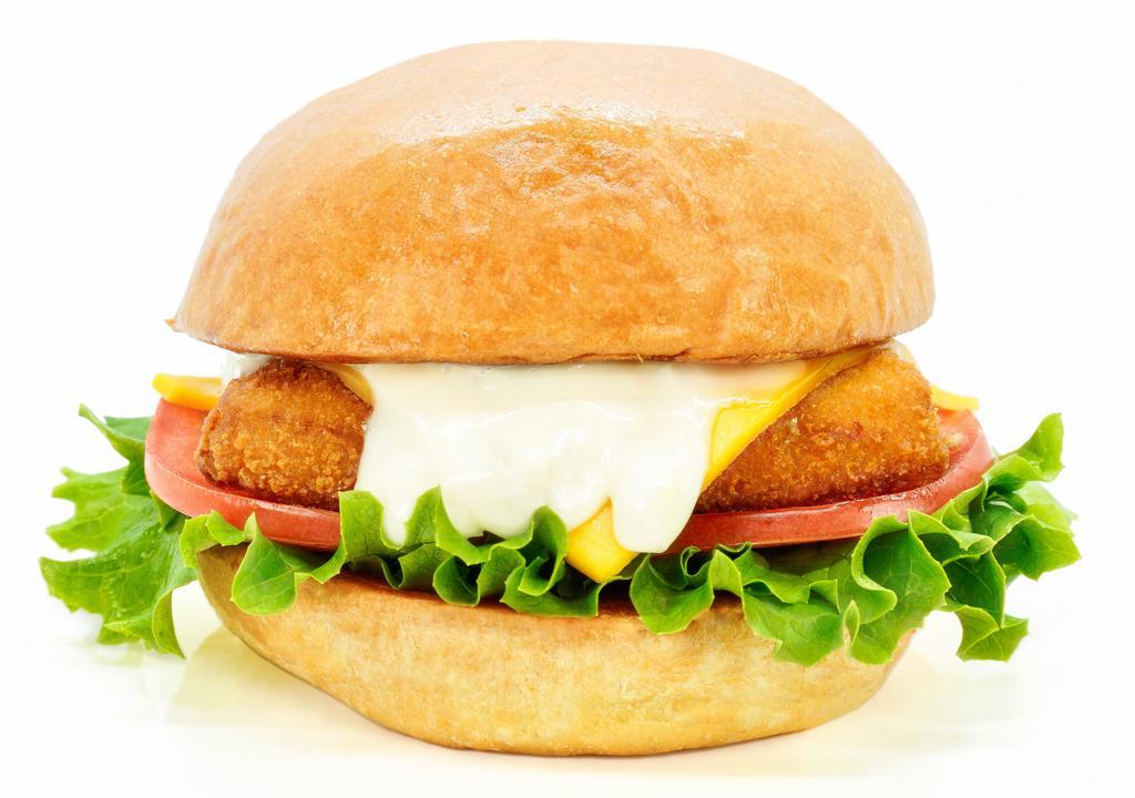Fish Fillet Burger · Deep-Fried Fish Fillet, American Cheese, Lettuce, Tomato, and Special House Mayo