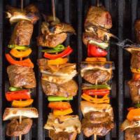 Grilled Meats for 2-3 · Grilled lamb chops, 2 skewers of Persian kubideh kebabs, hummus grilled sumac chicken, basma...
