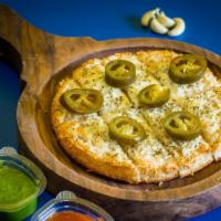 Indian Style Garlic Bread Sticks · House made garlic bread topped with warm cheese, jalapenos, and onions.