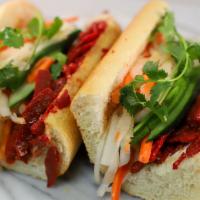 40. Vegan Char Siu Pork · Vietnamese Vegan Banh Mi made with Vegan mayo, Asian veggies, Vegan Char Siu Pork Strips and...