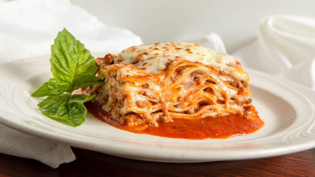Lasagna Bolognese · Homemade meat lasagna.