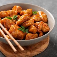 General Tso's Chicken · Meaty chicken thighs covered in a savory yet firey soy sauce completed with light sesame see...