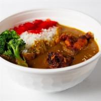 I. Chicken Karaage Curry · Chicken karaage, white rice, curry, tsukemono, yellow onion, carrot, celery, broccoli, sesam...