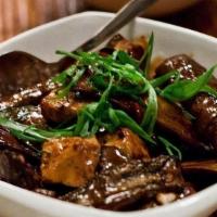 GLAZED CHINESE EGGPLANT · sweet & sour black bean sauce, chilies (vegetarian)