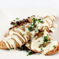 Pork Empanadas · three housemade pork picadillo turnovers, filled with chilis, cheese, with red cabbage slaw,...