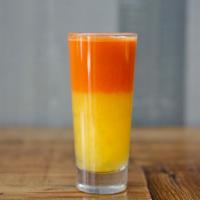 Carrot + Orange Juice · Half carrot + half orange juice freshly made