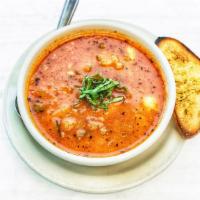 Minestrone Soup · House-made minestrone soup, prepared with fresh vegetables, tomatoes, Romano cheese, garlic ...