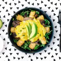 The Post-Yoga · A healthy-ish bowl with 2 eggs scrambled, avocado, sauteed mushrooms, and caramelized onions...