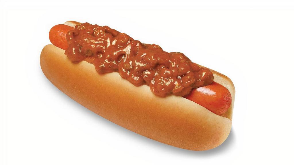 Chili Dog · A delicious hot dog in a fresh, steamed bun topped with Wienerschnitzel's secret recipe Chili Sauce.