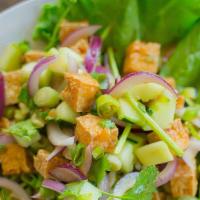 Fried Tofu Salad · Fried tofu, red onion, green onion, cilantro, cucumber and carrot tossed in special peanut d...