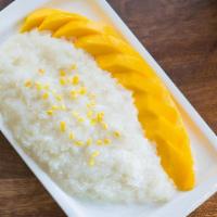 SRM · Sweet sticky rice with mango (seasonal).
