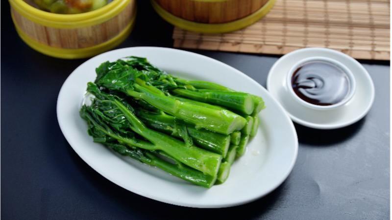 Chinese Broccoli in Oyster Sauce · Chinese broccoli served with savory oyster sauce.