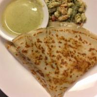 Chicken Green Curry Crepe · Spicy level one. Chicken, spinach, mozzarella, and green curry sauce.

****Pesto Sauce and P...
