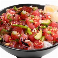 Umami Ahi · Ahi tuna, cucumber, sweet onion, hijiki seaweed, edamame, Umami Shoyu flavor, surimi salad, ...