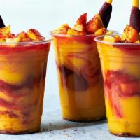 Mangonada · Mango-based ice cream, filled with chamoy, tamarind candy, fresh diced mango, lime, topped w...