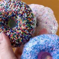 Doughnut Bath Bomb · Great for breakfast or bathtime! Give yourself a sweet treat and some bubbles!