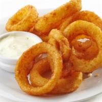 Onion Rings · Crispy onion slices deep-fried until golden-brown.