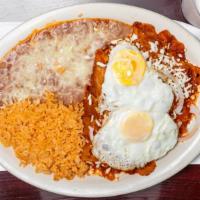 Chilaquiles · From the nahuati word chilaquiles, corn tortilla cut in quarters lightly fried and sautéed w...