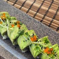 Caterpillar Roll · unagi and cucumber topped with avocado