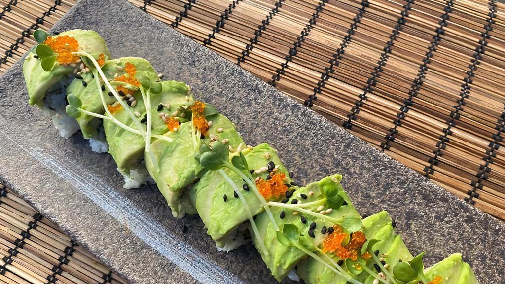 Caterpillar Roll · unagi and cucumber topped with avocado