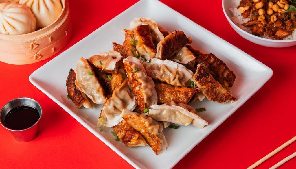 30 Pack Potstickers · Pan-Seared with your choice of Green Vegetable or Ginger Chicken.