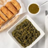 Sabzi · Sautéed spinach with mushrooms, and special seasonings. Served with bread.