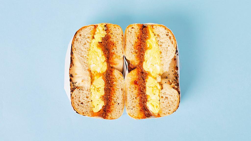 Chorizo Egg and Cheese Bagel · Choice of bagel with chorizo, 2 scrambled eggs, and cheese.