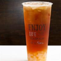 Lychee on Lychee · Lychee black tea with lychee jelly.
