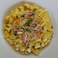 Sharp Park · Crab, Shell Pasta in a 3 Cheese Sauce.